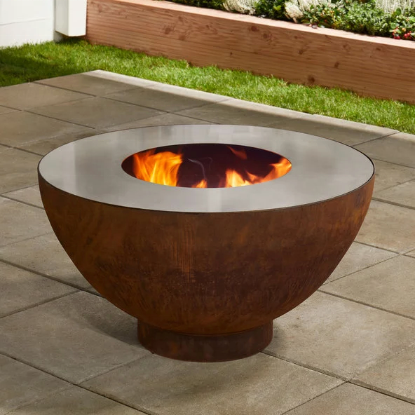 Corten Steel Half Ball Half Dome For Wooden Burning Fire Pit