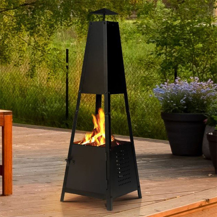 Custom Black Outdoor Wood Burning Heating Fire Pit Stove 